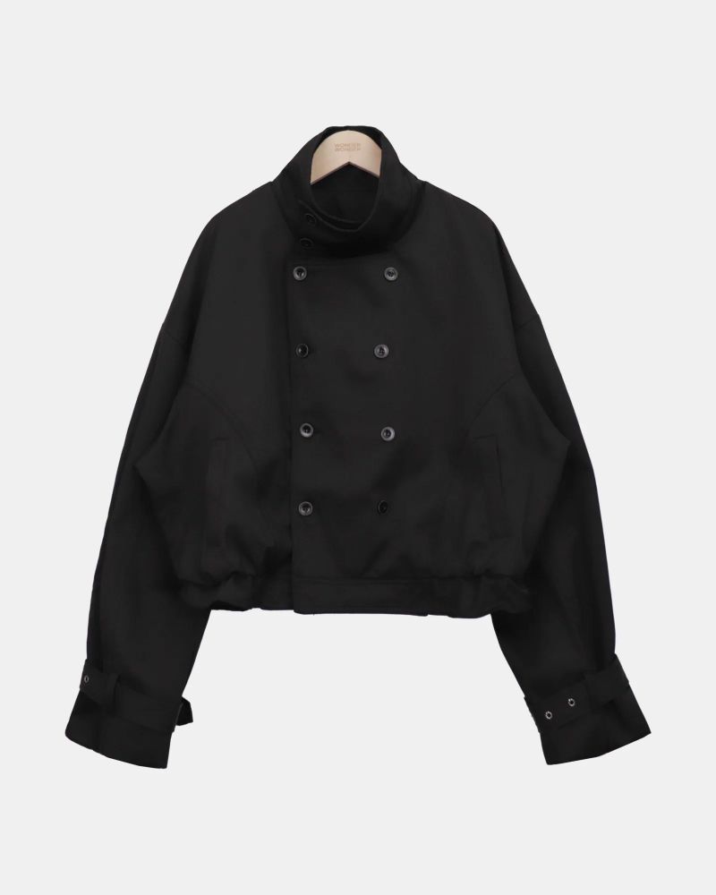 Yanin High Neck Button Short Trench Coat