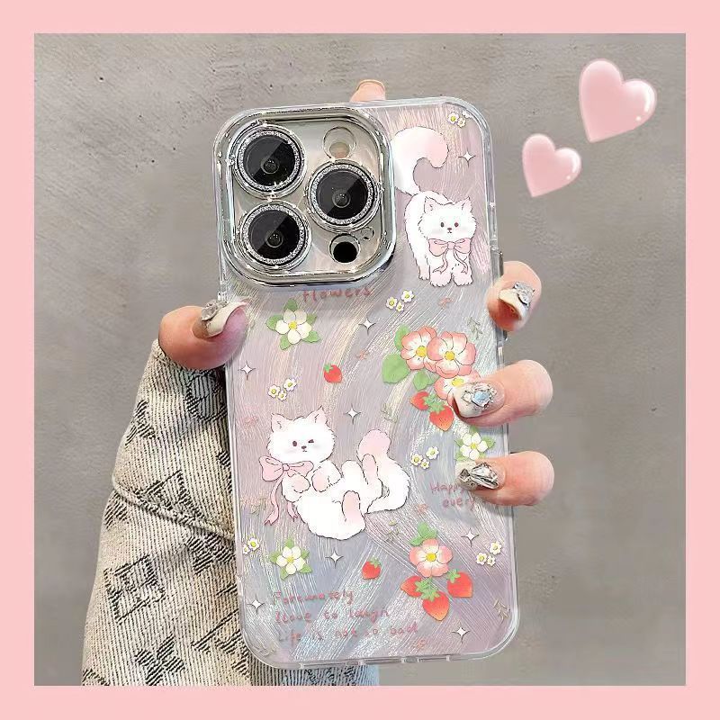 Ribbon Cat & Tulip Deco iPhone Case
