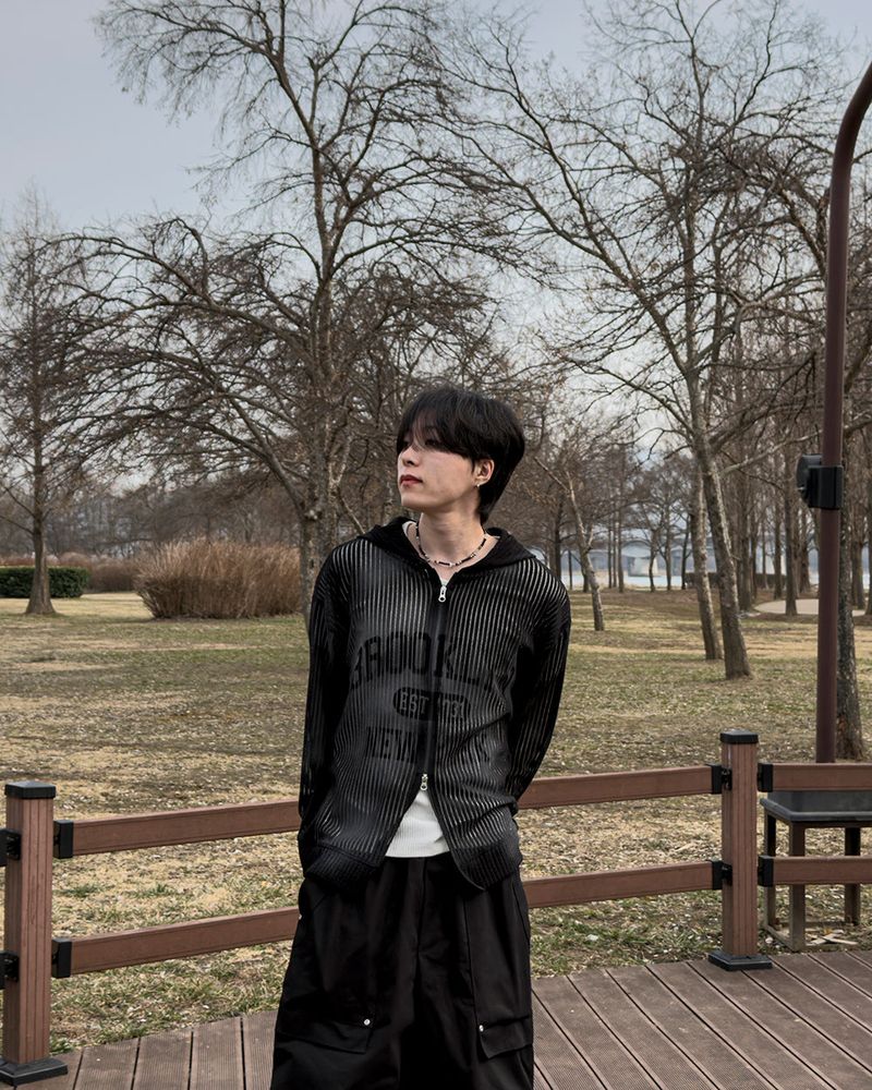 Rukle Mesh Dirty Hooded Zip-Up