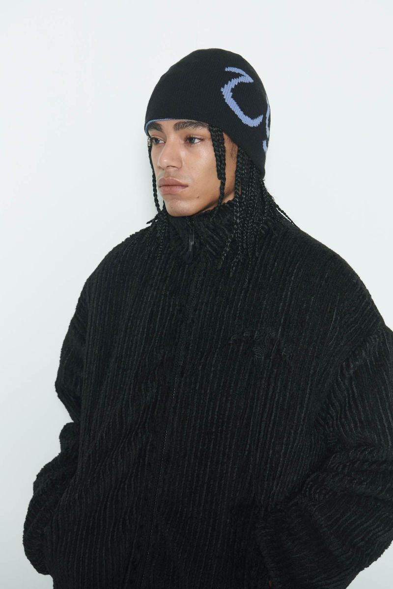 Black Stripe Sherpa Fur Jacket