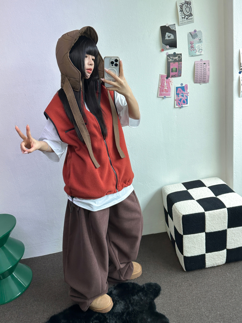 BOTH-SIDES FLEECE SNAP LONG PANTS 🧸🩵🤍6COLOR