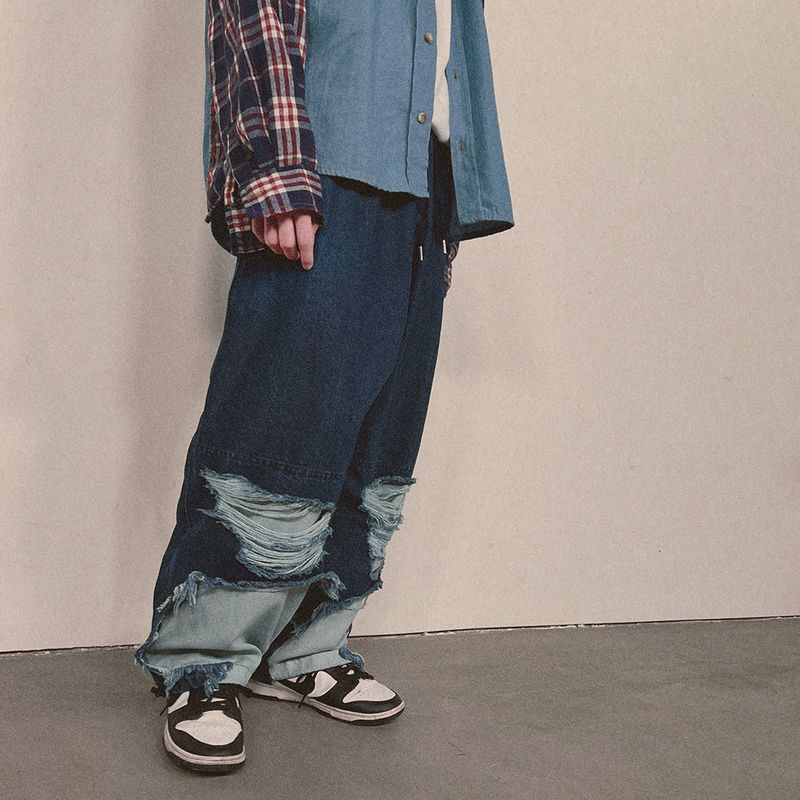 bleach denim pants_blue