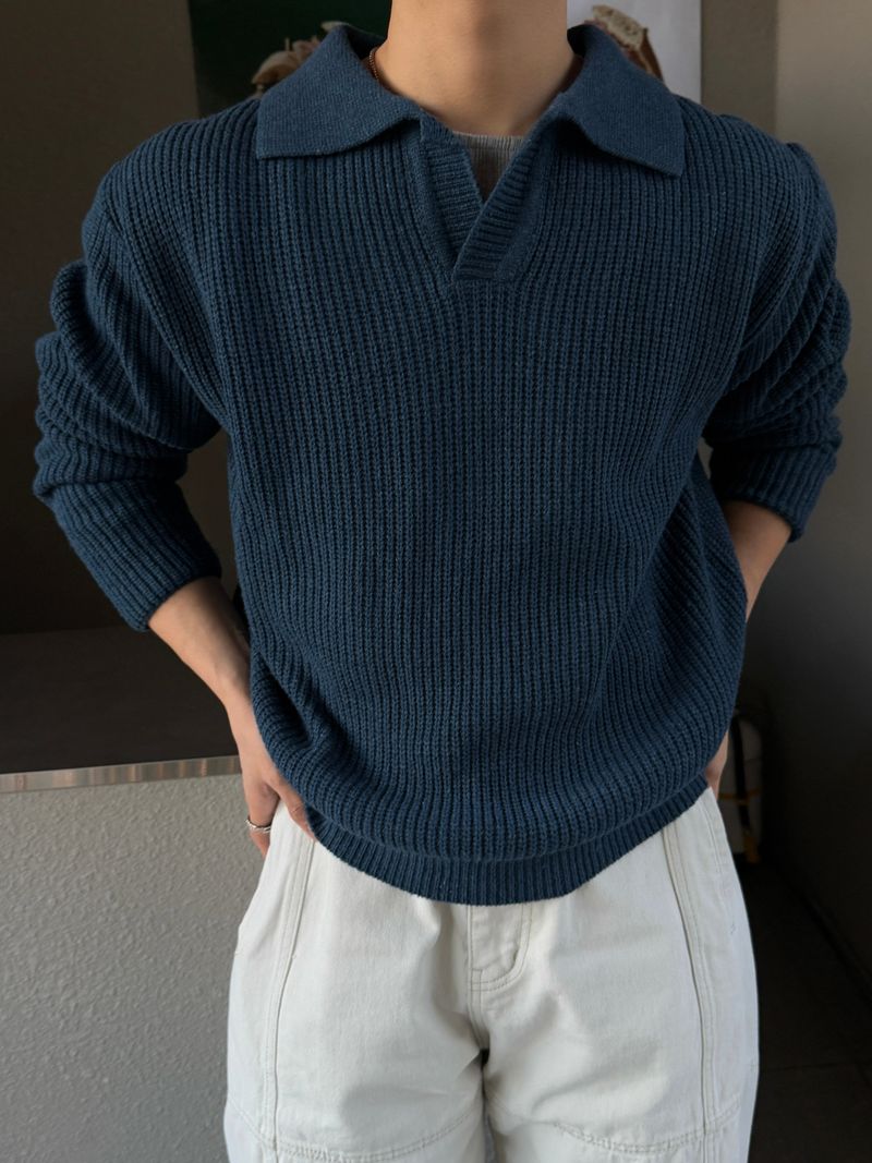 Open collar hachi knit