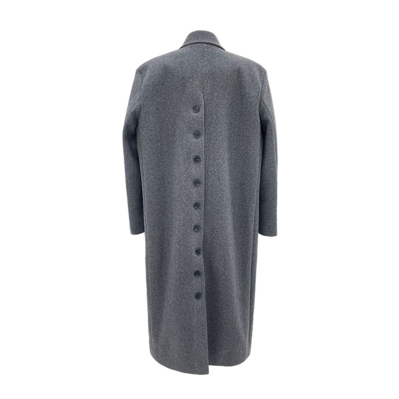 [UNISEX] Wool back button maxi long coat (Black)