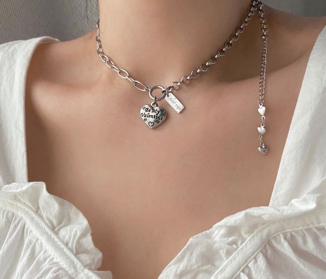jhi Lettering Heart Two Way Necklace