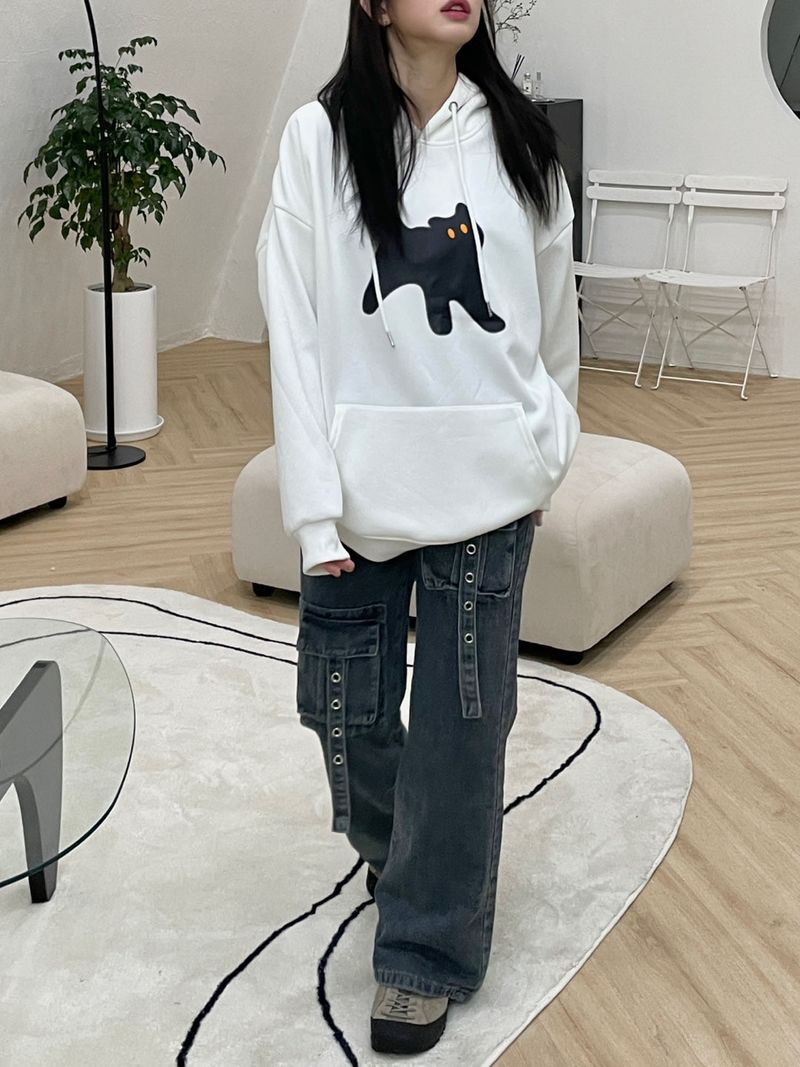 Black cat hood T