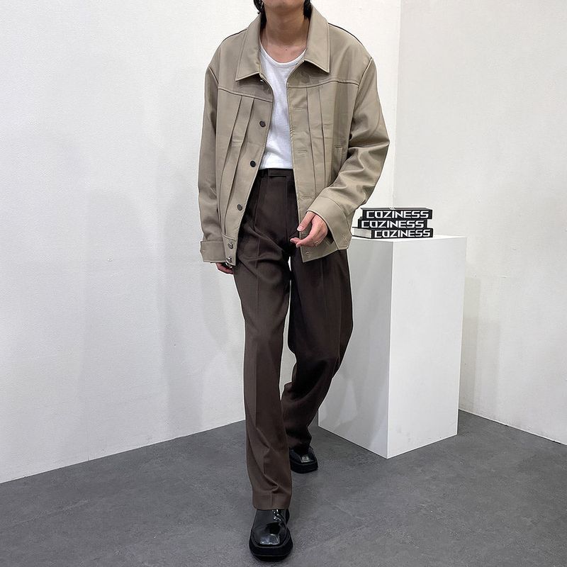 EV leather pin tuck jacket (3 colors)