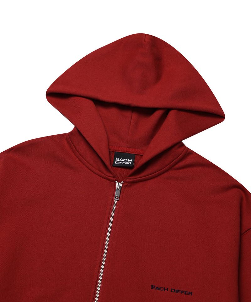 HAIF-ZIP HOODIE (LONG)_DARK RED