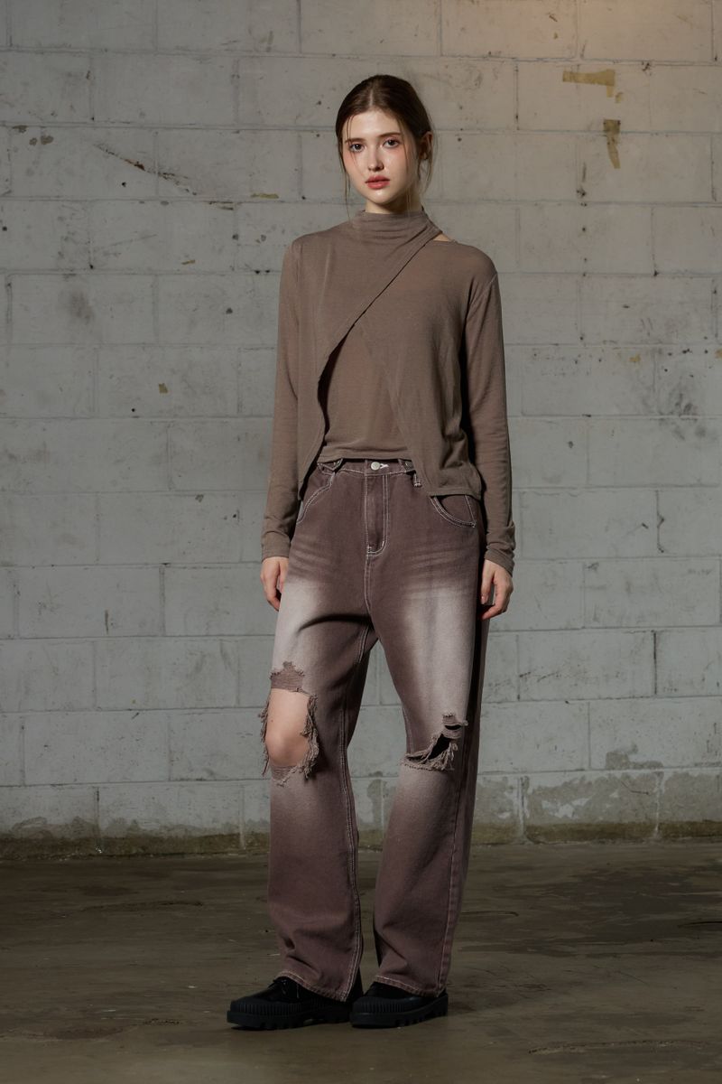 LOTUS DENIM PANTS / DARK BROWN