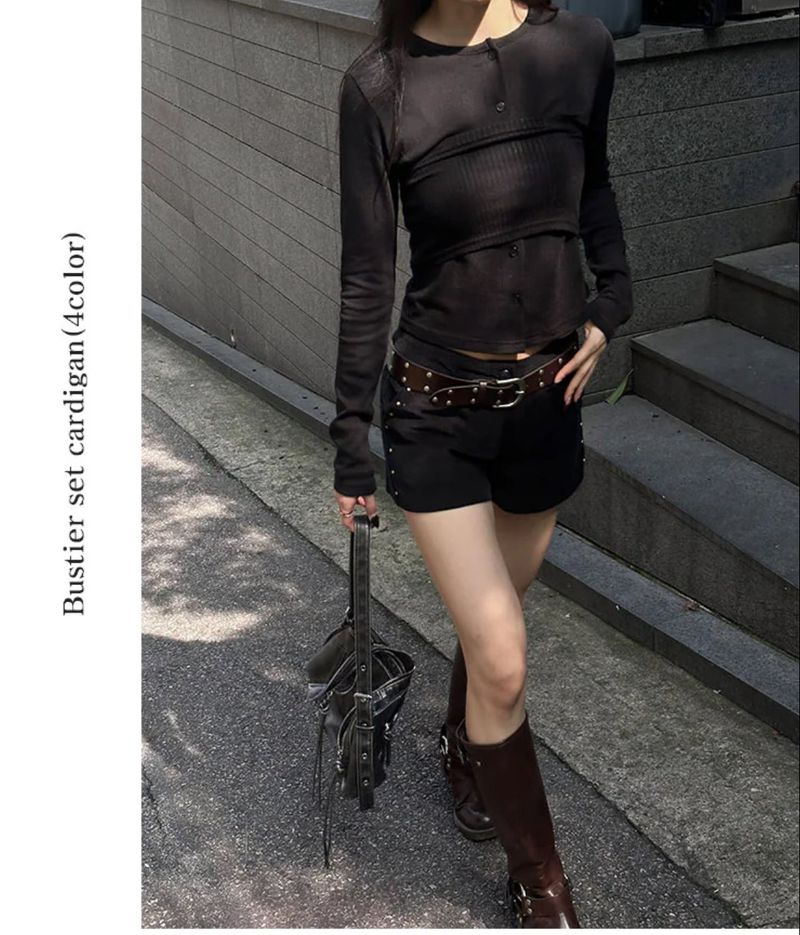 Bustier set cardigan(4color)