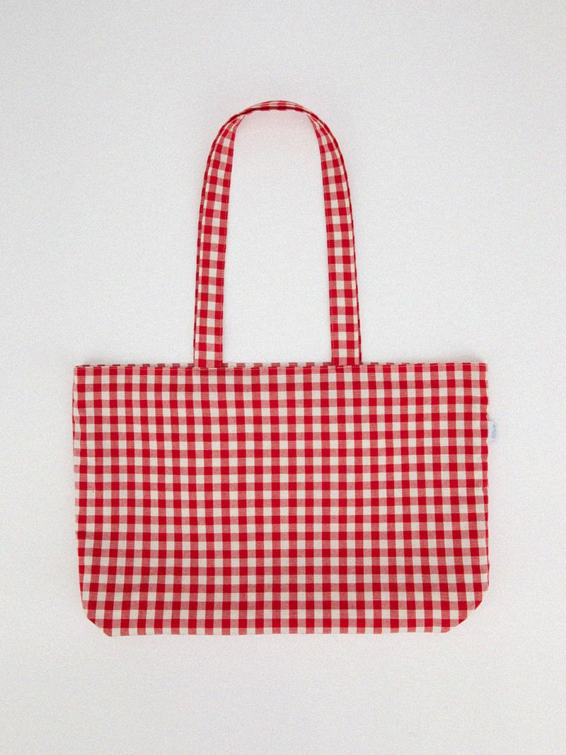 【MADE】Daily gingham check eco bag [RED]