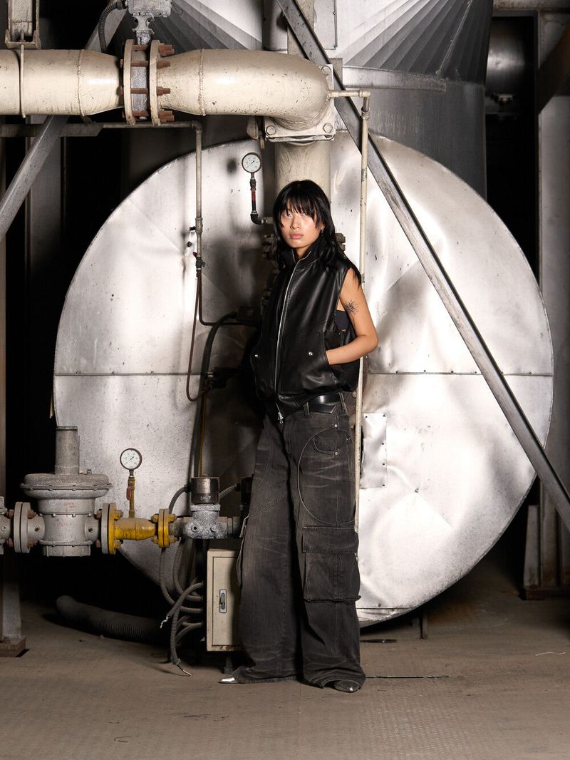 Leather Cargo Vest (Black)