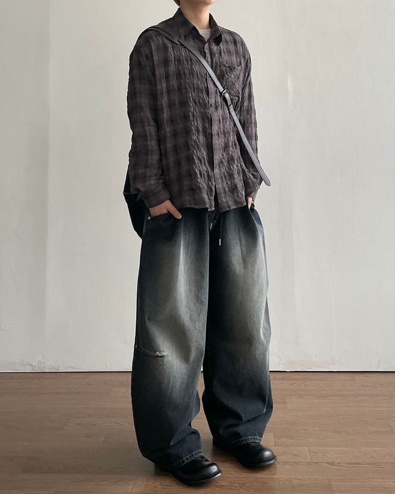 Dot Brush Denim Pants