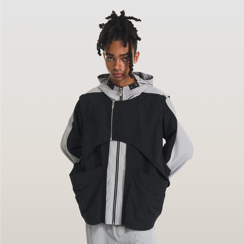 RELABEL（リレーベル）の「RELABEL 23AW Detachable Double Placket Colourblocked Hooded Sweatshirt（Jackets/Outerwear）」