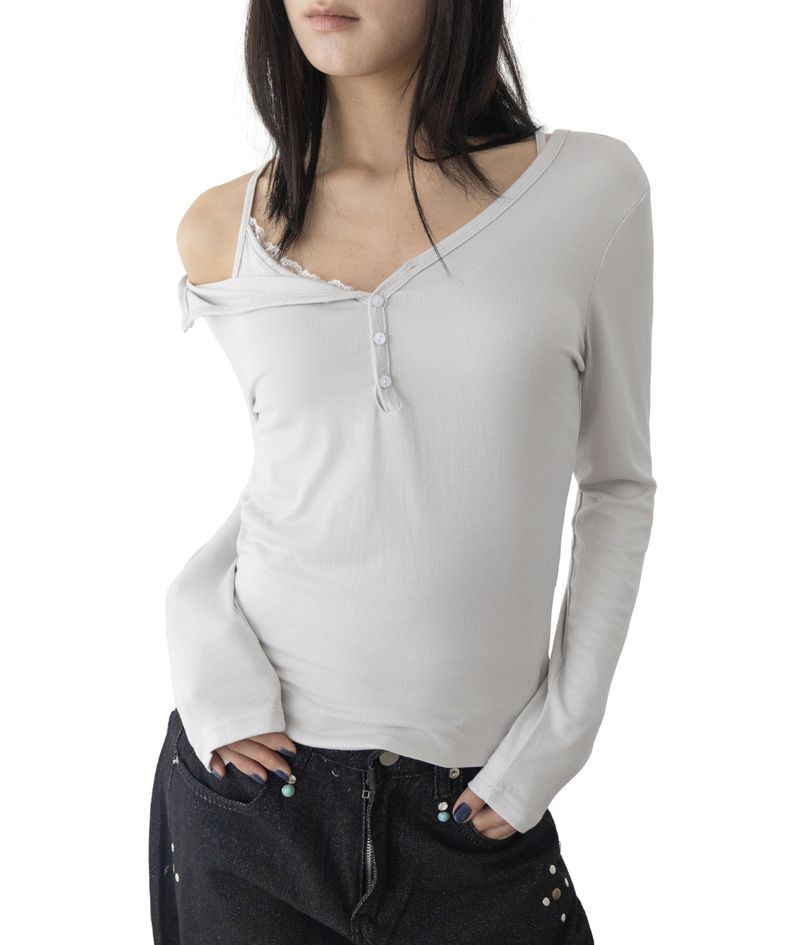 (Set) Mina V-Neck Layered T-Shirt