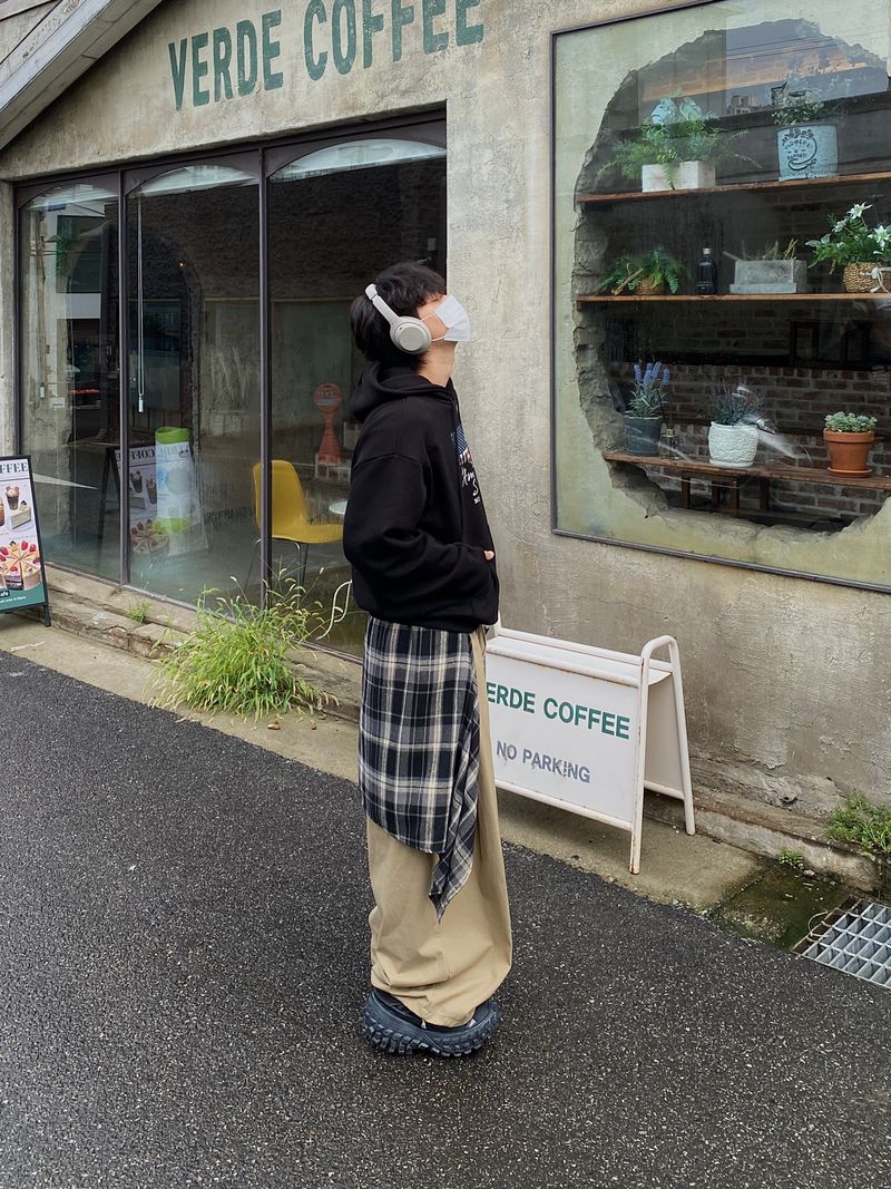 デビュー チェックレイヤード コットンパンツ 2C