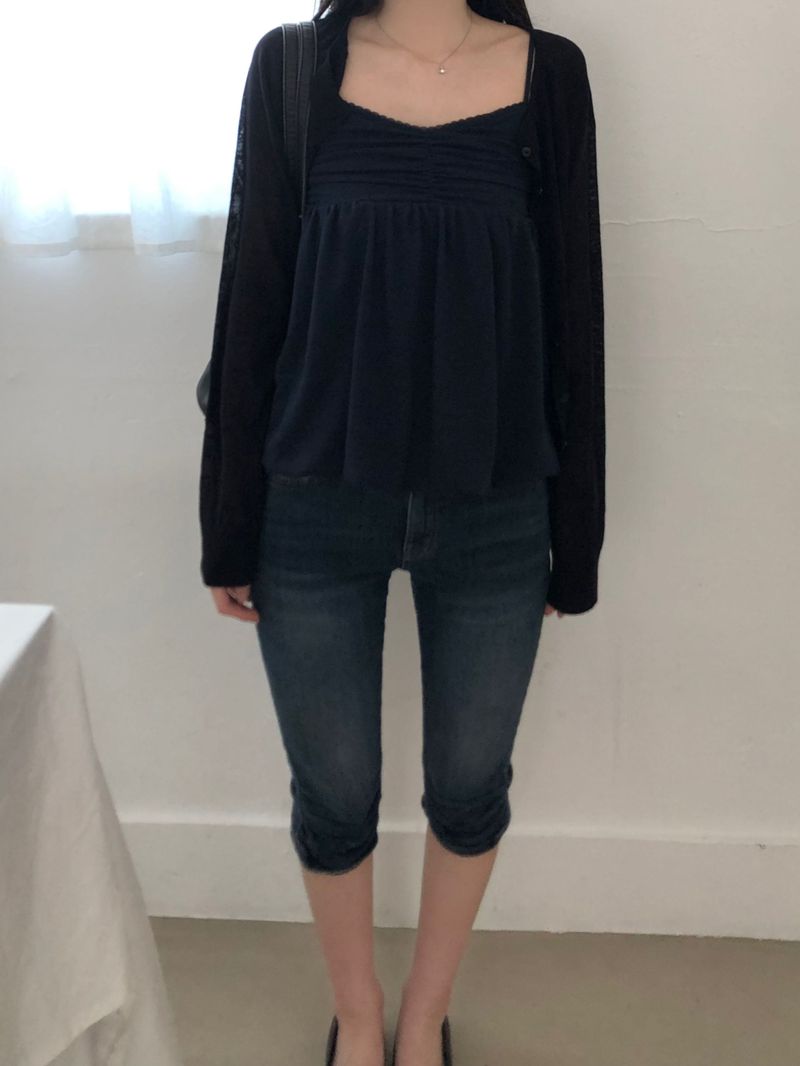 Slash linen round cardigan (4 colors)