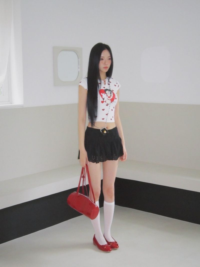 Black Lady Punching Mini Skirt
