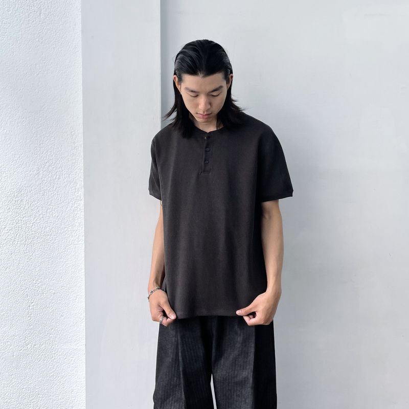 Waffle Henley Relaxed Tee