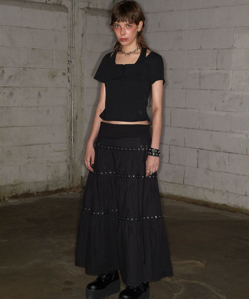 Double Layered Halter Top (BLACK)