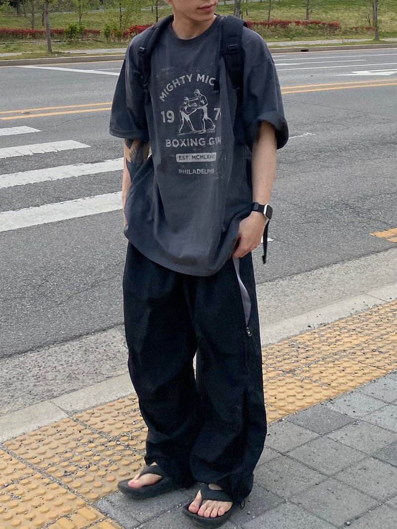 Coloration zipper nylon pants 2C