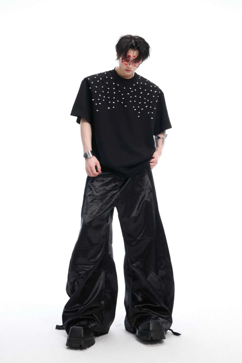 Hand-Sewn Rhinestone Cotton Tee