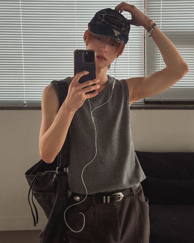 Node Stud Ribbed Sleeveless