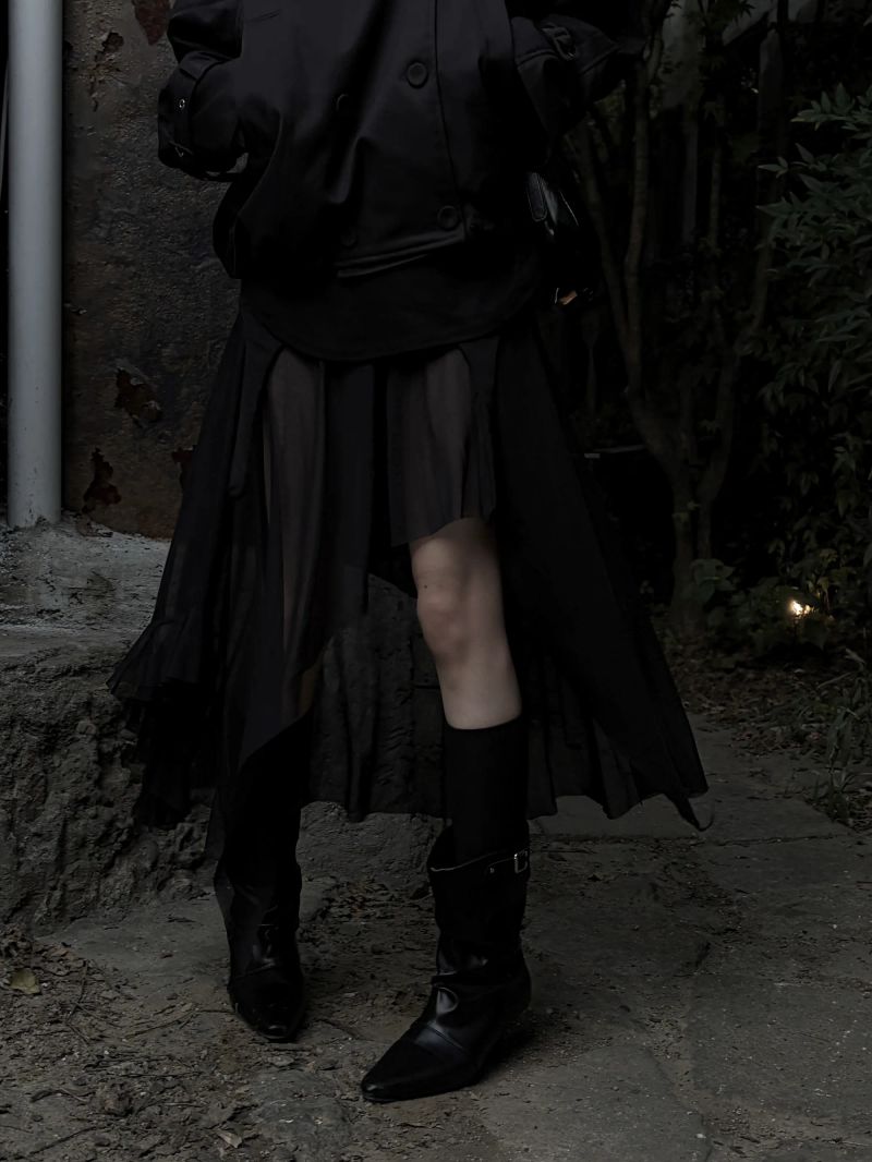 drop sleeveless see-through skirt
