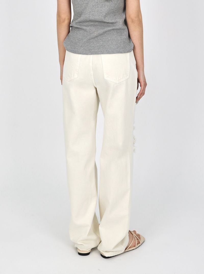 DESTROYED SLIM WIDE FIT DYING PANTS_ Cream White code 6836