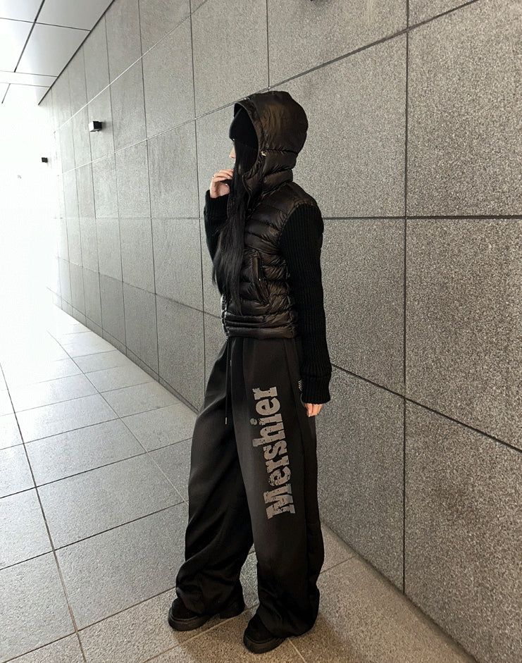 Black tech knit padding jacket