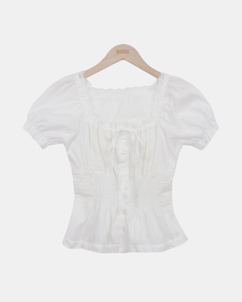 Reu Ribbon Puff Short-Sleeve Blouse