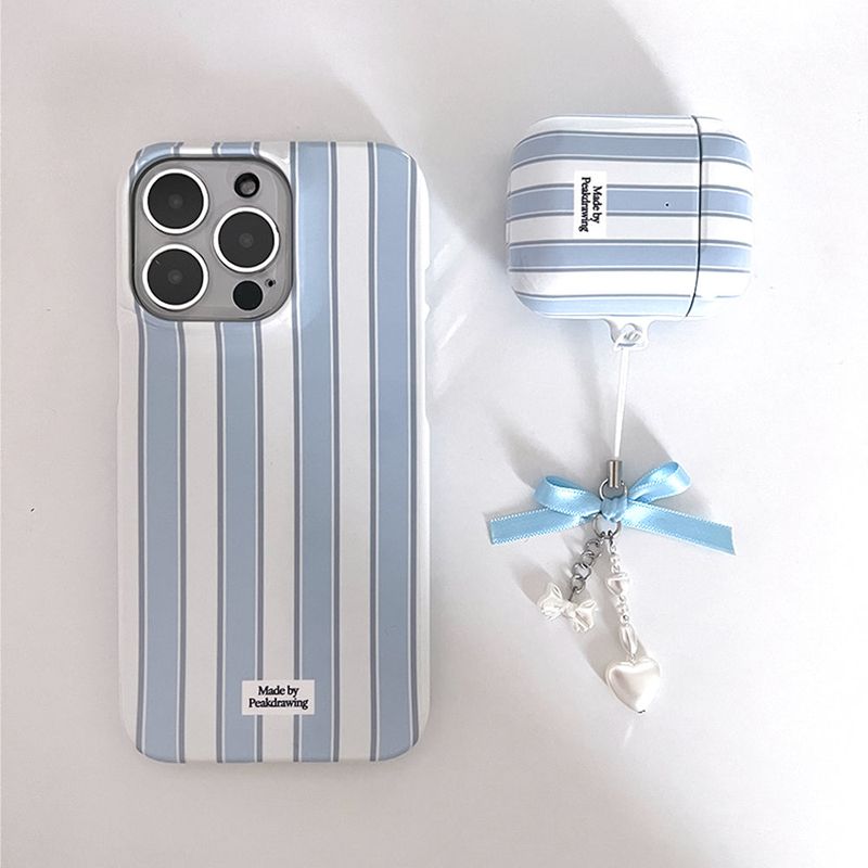 [Handmade] Blue satin ribbon phone keyring