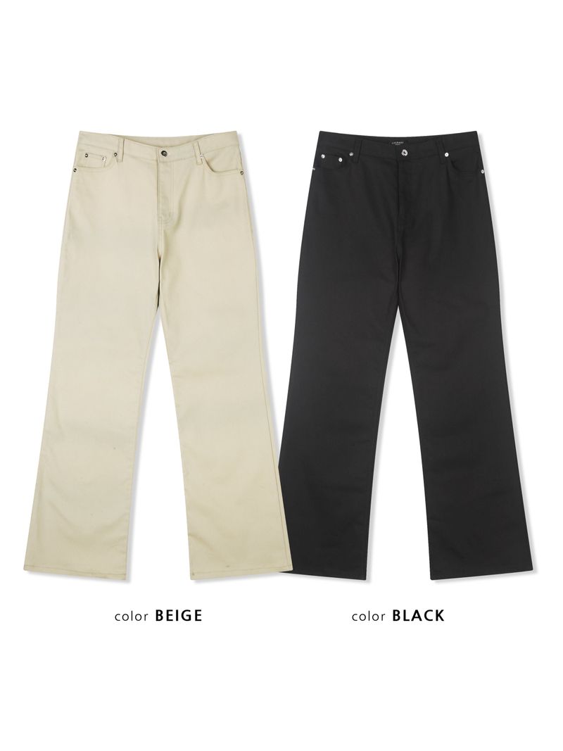 Semi flare cotton pants(Black)