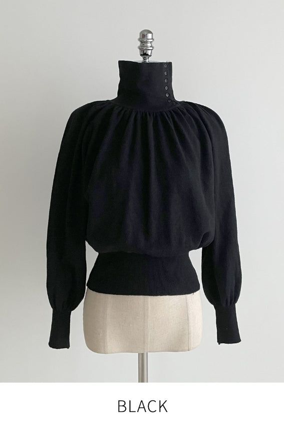 Colb Puff Shirring Button Polar Knit
