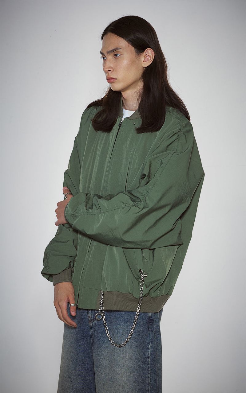 SHIRRING SLEEVED MA-1_KHAKI