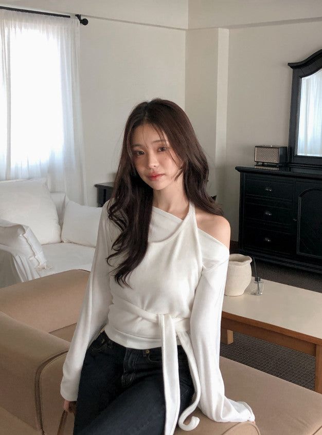 Halter Neck Wrap Knit Bustier (3color)