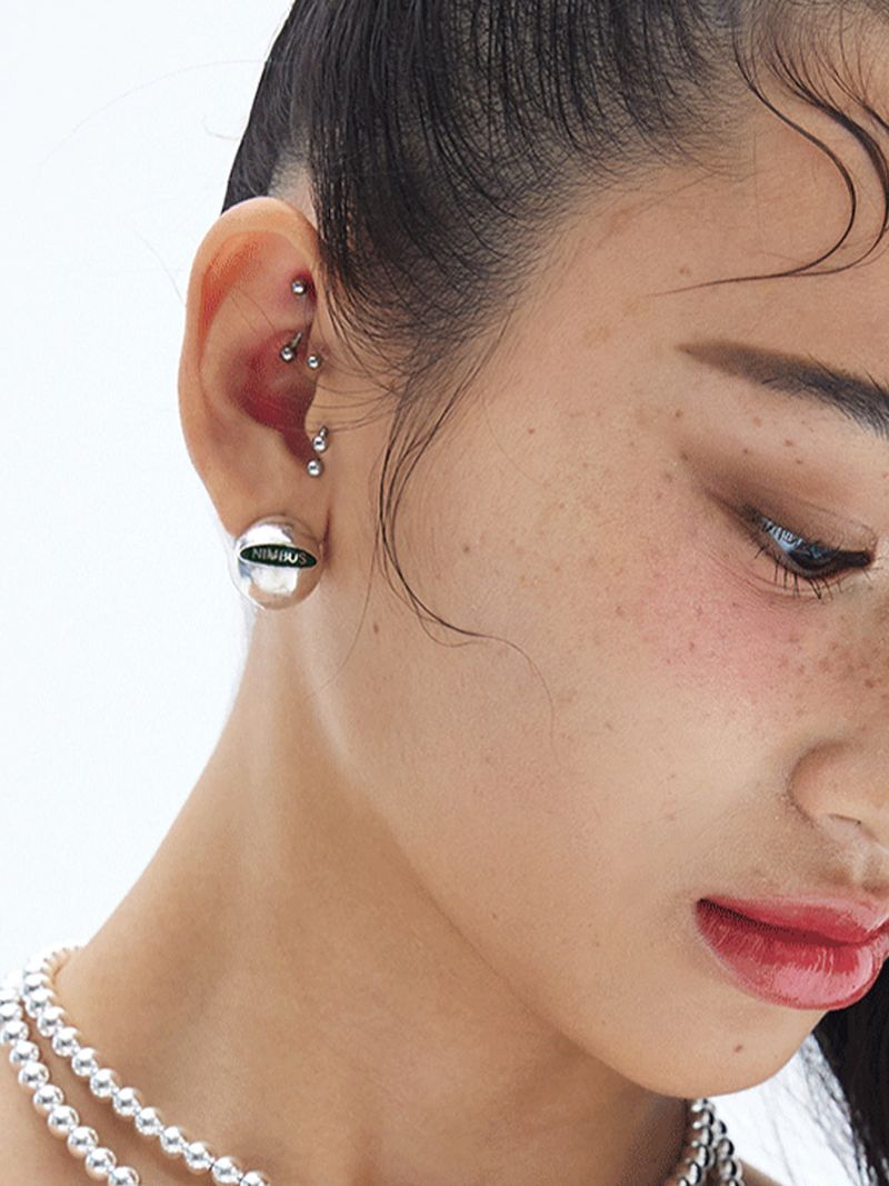 GREEN TAG BALL EARRINGS
