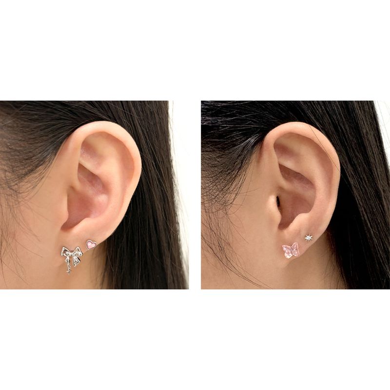 [SET] Butterfly Heart Ribbon Drop Piercing