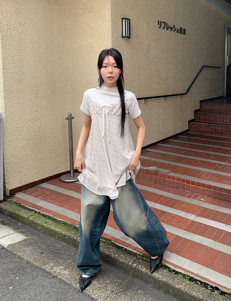 RIBBED HALF NECK TEE (4C)