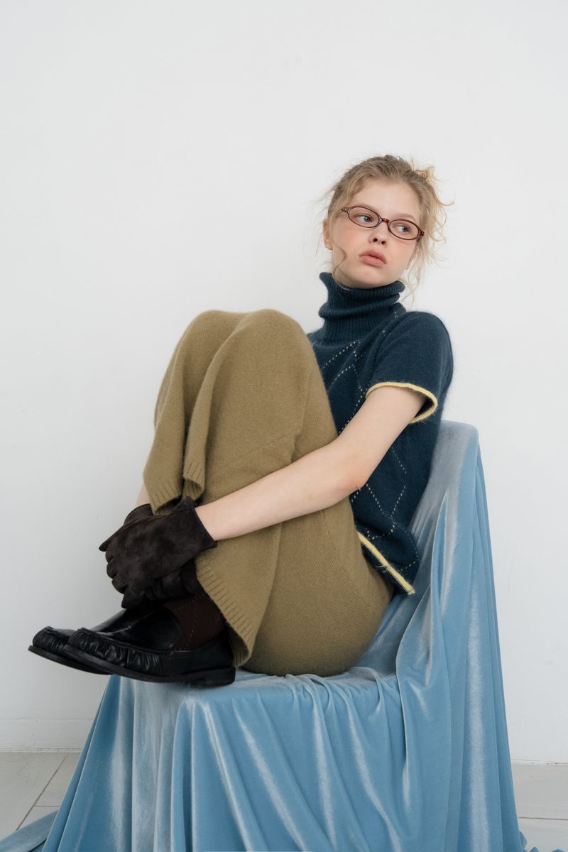 Raccoon knit skirt_olive