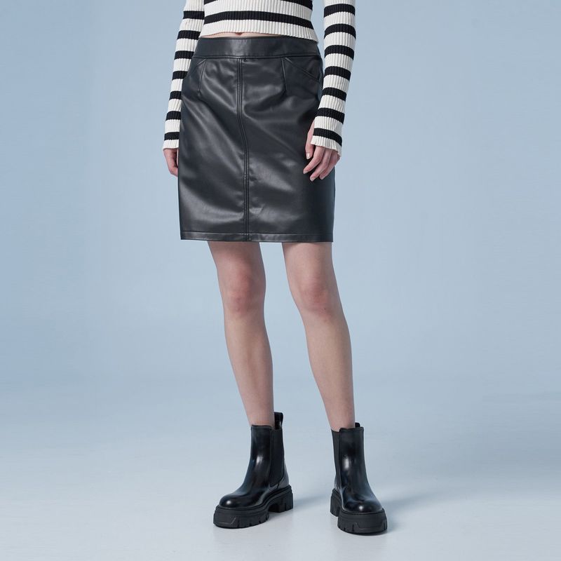 SPERONE（スペロネ）の「Faux Leather Round Skirt (Black)（Skirts）」