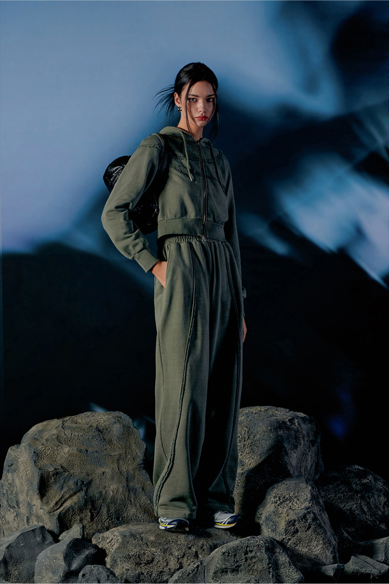 Pigment Cut-Off String Wide Pants
