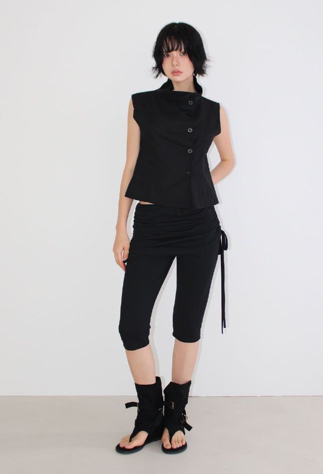 SHIRRING SKIRT-LAYERED PANTS