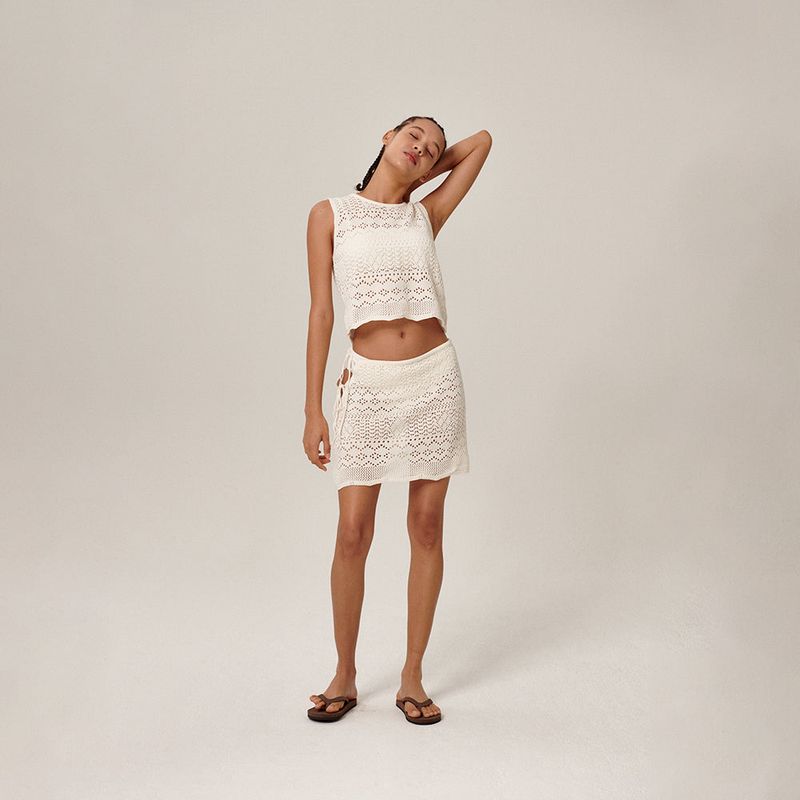 Tiki Knitted Sleeveless White