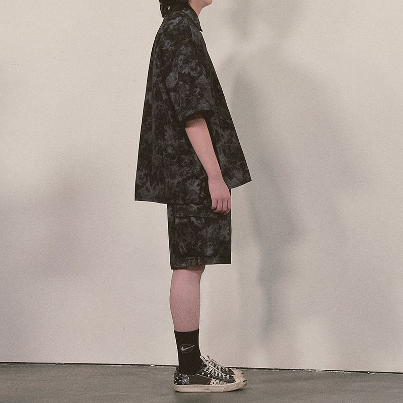tie-dye half sleeve shirt_black