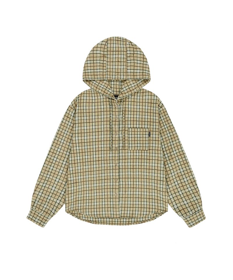 POINT LABEL CHECK HOOD SHIRT