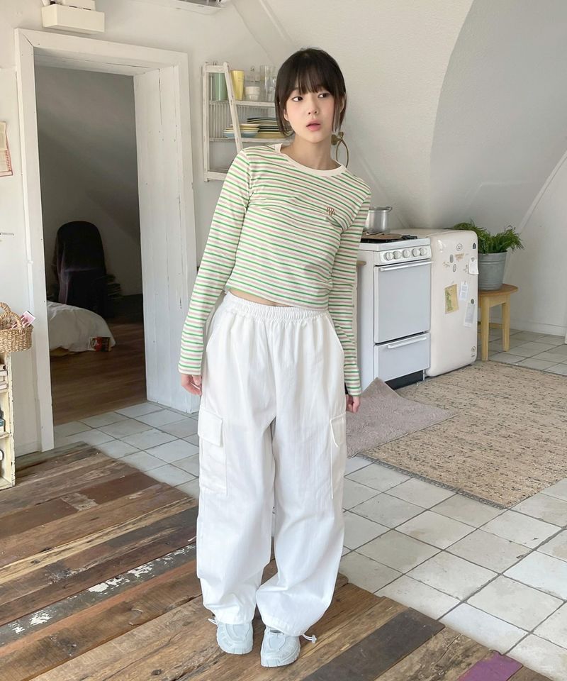 LOGO STRIPE CROP LONG SLEEVE