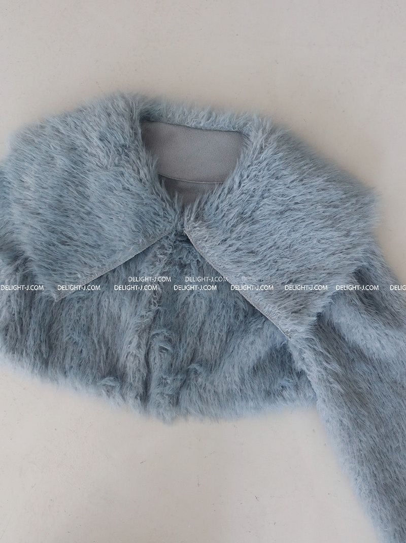 Renew Big Collar Cropped Fur Jacket