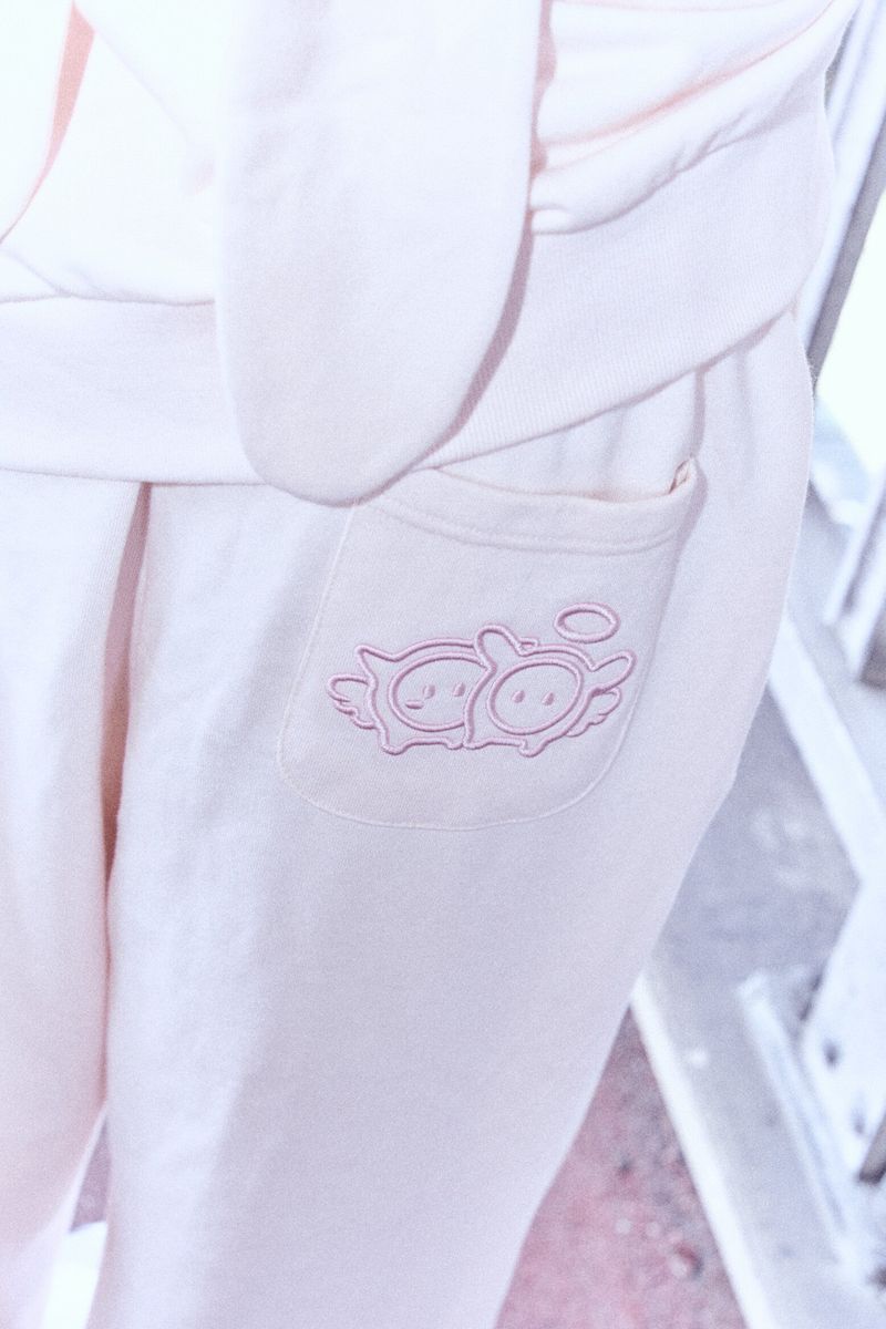 Ribbon bunny hood zip-up (soft pink)