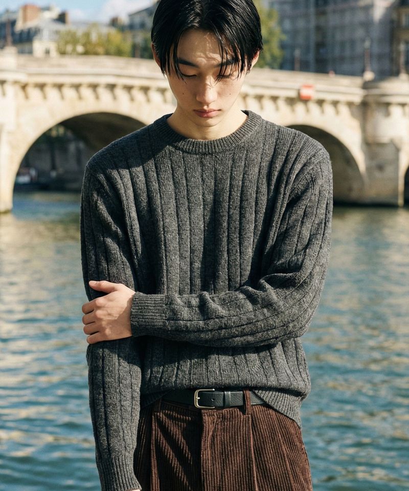 Usual Round Cable Knit - 5COLOR